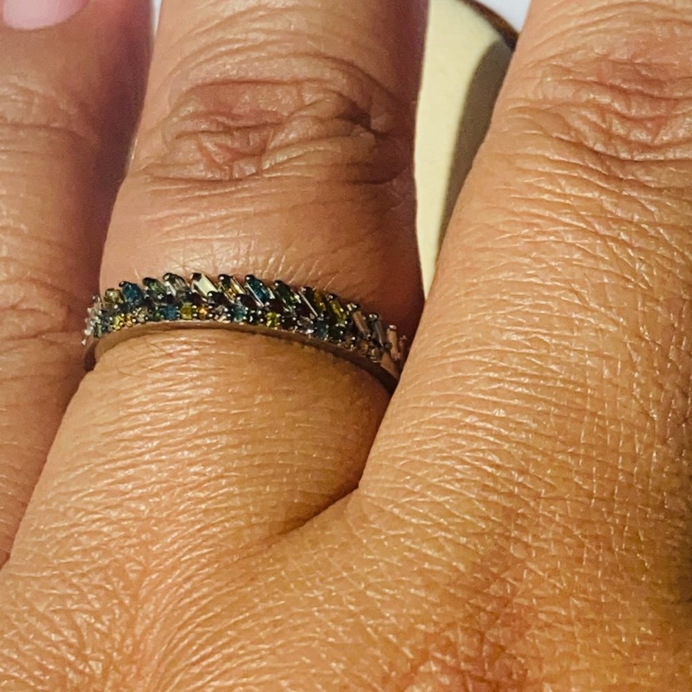 Natural Multi Diamond 0.25 ctw Stackable Band Ring Platinum Over Sterling Silver - Picture 7 of 7